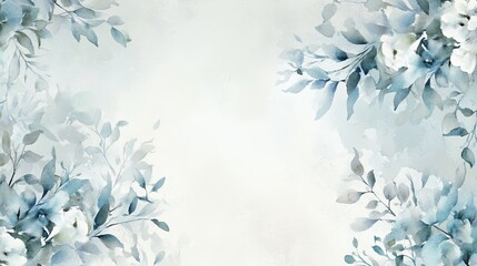 watercolor floral border, pale blue and white flowers, pale watercolour background, hand painted, dreamy