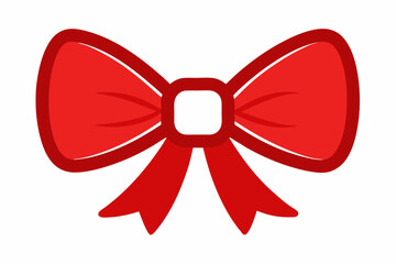Red bow ribbon icon vector, gift ribbon decoration, christmas box decor