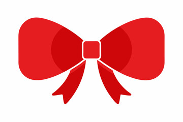 Red bow ribbon icon vector, gift ribbon decoration, christmas box decor