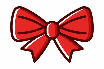 Red bow ribbon icon vector, gift ribbon decoration, christmas box decor