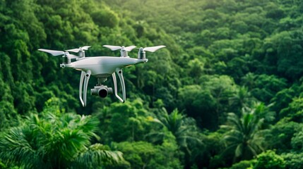 Aerial Drone Capturing Lush Tropical Rainforest Scene