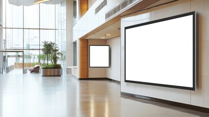 Blank Billboard in a Modern Lobby