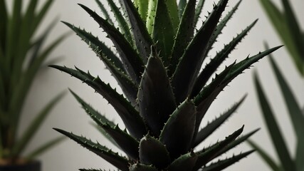Fototapeta premium Aloe Vera in a Minimalist Black Pot