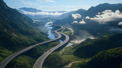 Aerial View of Futuristic Transportation Network