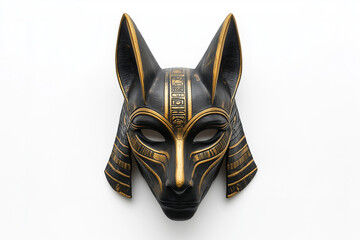 Mask of ancient Egyptian god Anubis isolated on white background.