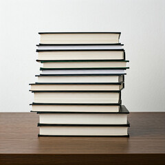 pile of books. stack of books. close up of stack of books in a room.