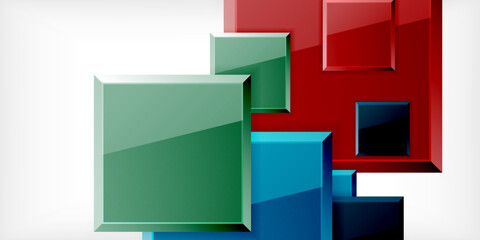 Colorful squares with reflections abstract background design. Vector Illustration For Wallpaper, Banner, Background, Card, Book Illustration, landing page