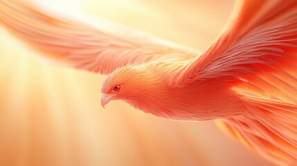 Fototapeta premium A red bird with a yellow sun in the background