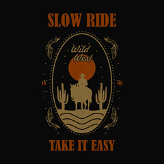 Vintage illustration of cowboy vector t shirt design vector graphic typographic poster or tshirts street wear and Urban style © Therintproject