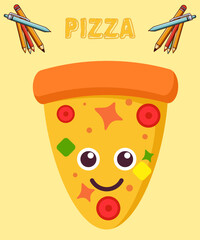 Pizza Slice Cartoon Vector Icon Illustration