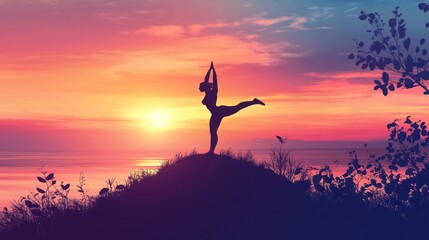 Obraz premium Yoga Silhouette at Sunset