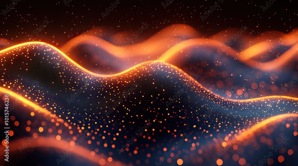 Wall mural a futuristic design of glowing, dynamic wave lines, representing abstract technology and sound wave 