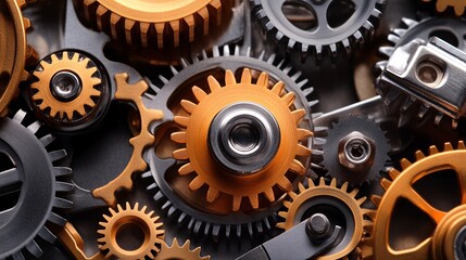 Close-Up of Gears and Tools in Mechanics
