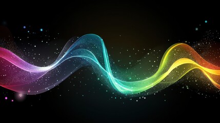 Abstract Rainbow Wave with Glowing Particles
