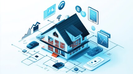 Fototapeta premium Home automation apps for managing smart home ecosystems, including entertainment, security, and appliances