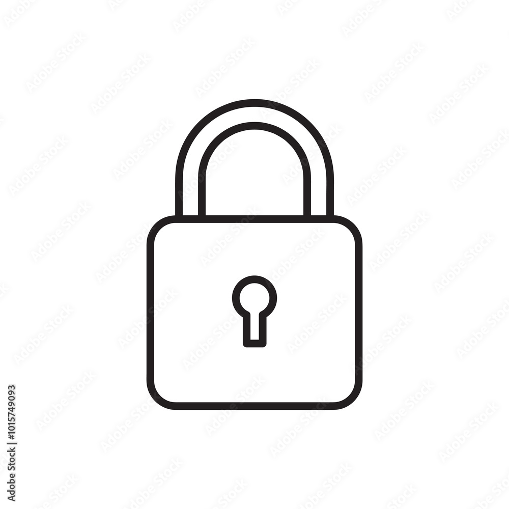Poster loked vector icon, simple flat black lock linear illustration for web and app..eps
