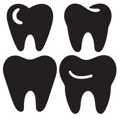 Tooth Icon Silhouette, Dentistry Symbol, Medical Sign, Dental Health, Tooth Sign, Clean Tooth, Vector Illustration, Isolated On white background