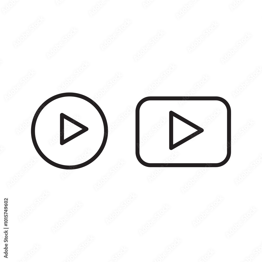 Aufkleber play button icon, music video play icon vector linear illustration for web and app..eps