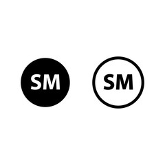 Service mark icon. Sm vector flat black illustration for web and app..eps
