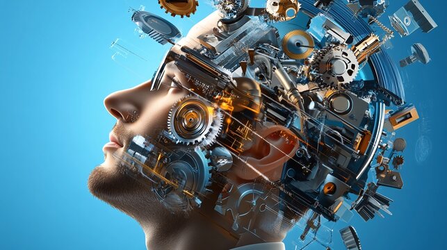 Captivating Digital Art Illustrating Synergy of Mind and Machine
