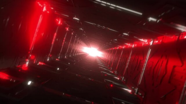 Effect VJ LOOP Red Light, Rotating Loop Video Mysterious Tunnel, abstract, sci-fi, cyberpunk 4K