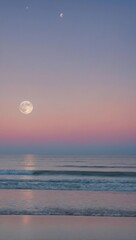 Obraz premium Large moon is in the sky above the ocean