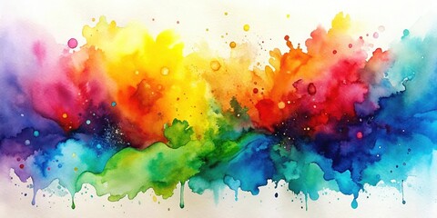 Fototapeta premium Abstract Watercolor Painting with Vibrant Hues and Splatters of Color