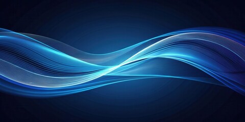 Fototapeta premium Abstract Blue Wave with Dynamic Lines and Subtle Glow on Dark Background