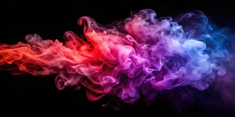 Obraz premium Abstract Swirling Smoke in Vibrant Hues of Red, Purple, and Blue Against a Dark Background