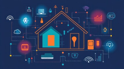 Obraz premium Smart home ecosystem: Coordinating devices and appliances to work together through seamless automation
