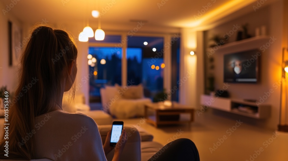 Poster smart home lighting automation: remote control and voice command for automated lights and dimming sc