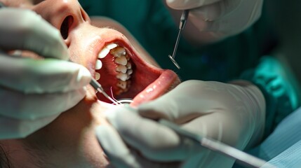 Dentist performing a dental extraction with care ensuring minimal discomfort and a quick recovery for the patient