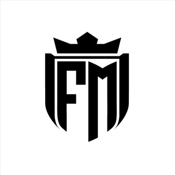recommend clip art: FM Logo with shield shape inside shield badge crown on white background template design