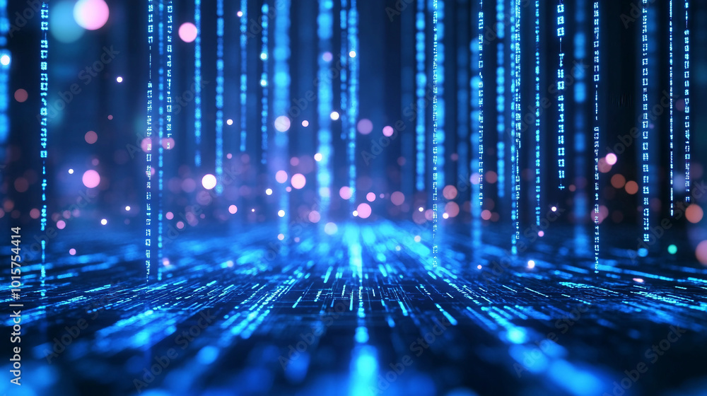 Aufkleber abstract representation of data flow and digital rain in a high-tech environment