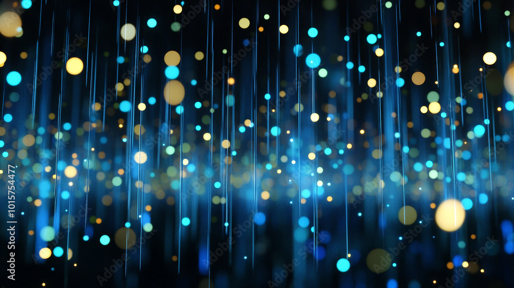 Poster abstract representation of data flow and digital rain in a high-tech environment