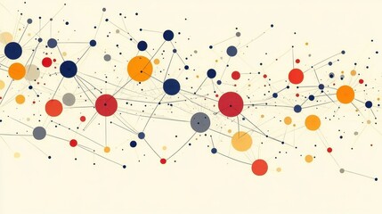 A colorful abstract network of circles and lines representing connections and data.