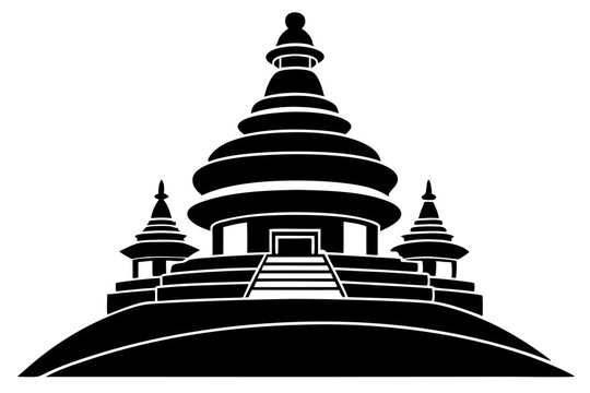 black temple silhouette on white background