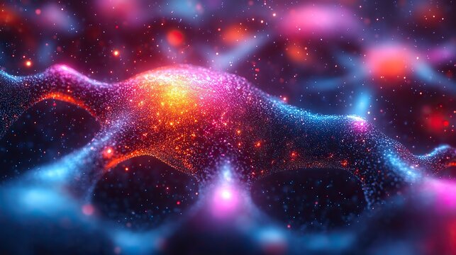 A 3D illustration of neural networks, highlighting big data, cybersecurity, and artificial intelligence against a colorful bokeh background.