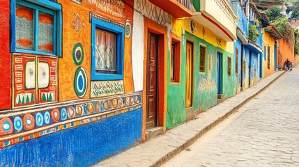 Vibrant Alley in a Colorful Town