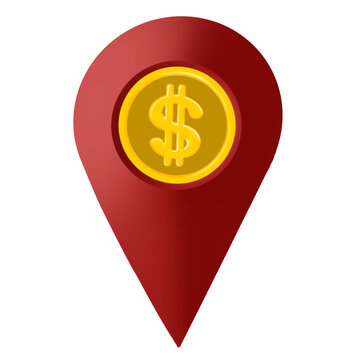 recommend clip art: Red symbol dollar map pointer icon on transparent background