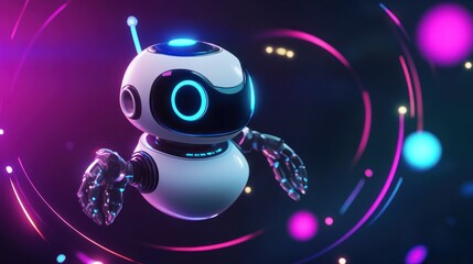 Futuristic Robot in Neon Lights