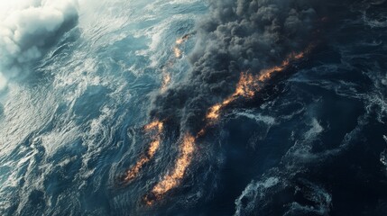 Fototapeta premium Oil spill. Ocean oil pollution. Environmental issues concept