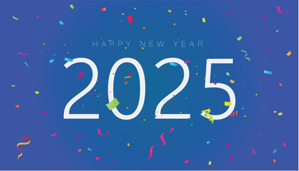 Happy new Year 2025 blue background