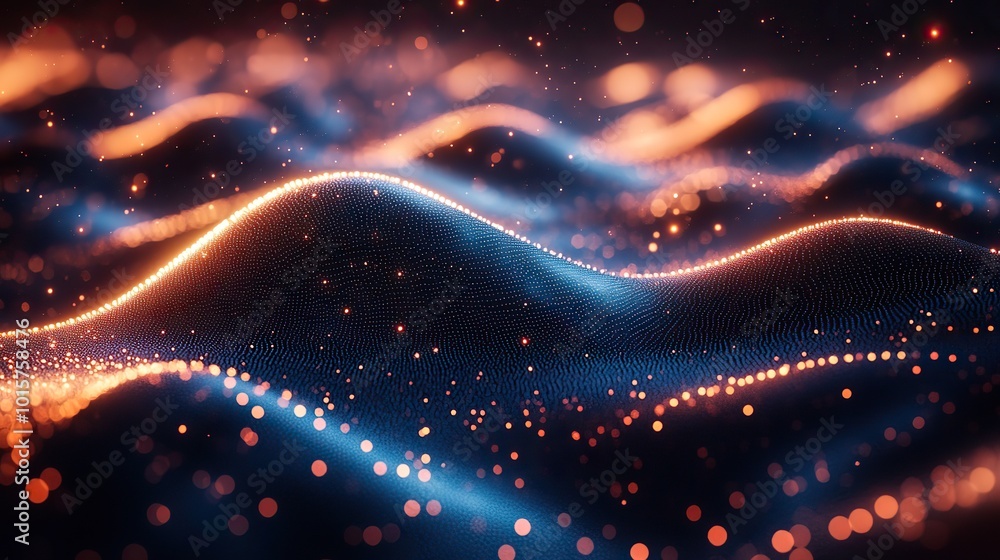 Sticker a background depicting a peak-like ray trajectory of particles, ideal for illustrating internet tech
