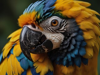 Fototapeta premium Close Up Portrait of a Vibrant Macaw
