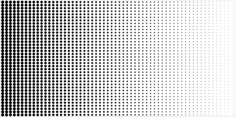 Halftone Dots Horizontal Background. Abstract Black and White Backdrop.