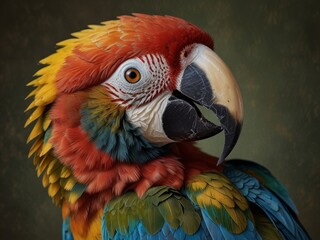 Obraz premium Close Up Portrait of a Vibrant Macaw