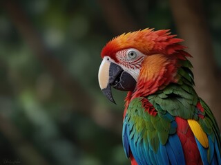 Obraz premium Close Up Portrait of a Vibrant Macaw