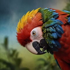 Fototapeta premium Close Up Portrait of a Vibrant Macaw