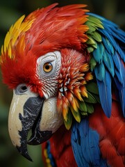 Naklejka premium Close Up Portrait of a Vibrant Macaw